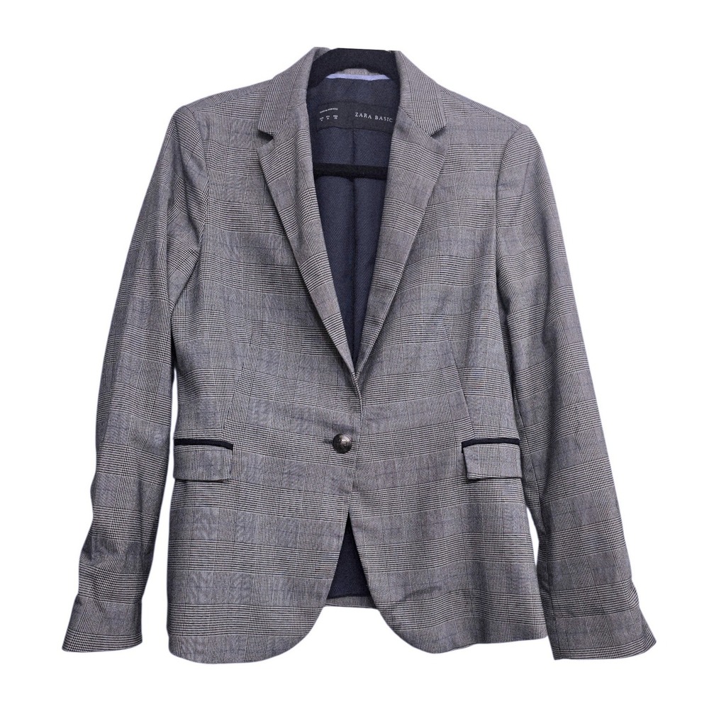 ZARA Basic Check Plaid Blazer M Workwear Office Core Academia preppy old money‎